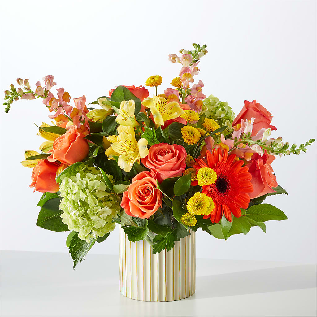 Autumn Sunshine Bouquet with Ivory Vase –  Yosvi Gardens, Boca Raton FL